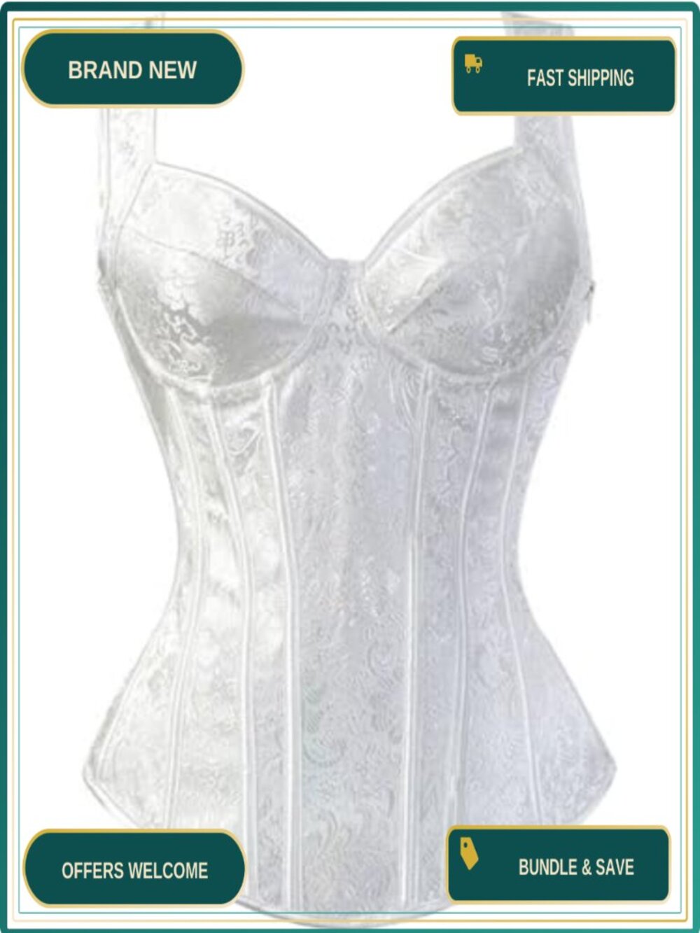 Women's Lace Up Gothic Jacquard Overbust Corset Bustier Top